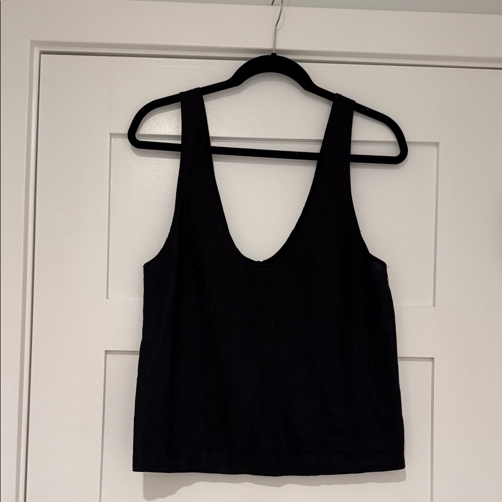 Reformation Black Linen Tank Top